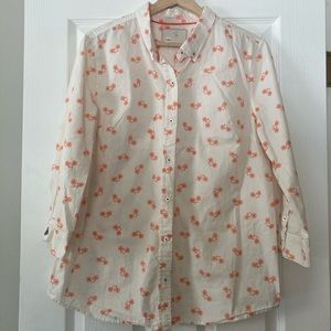Anthropologie women’s button down bicycle print dress shirt